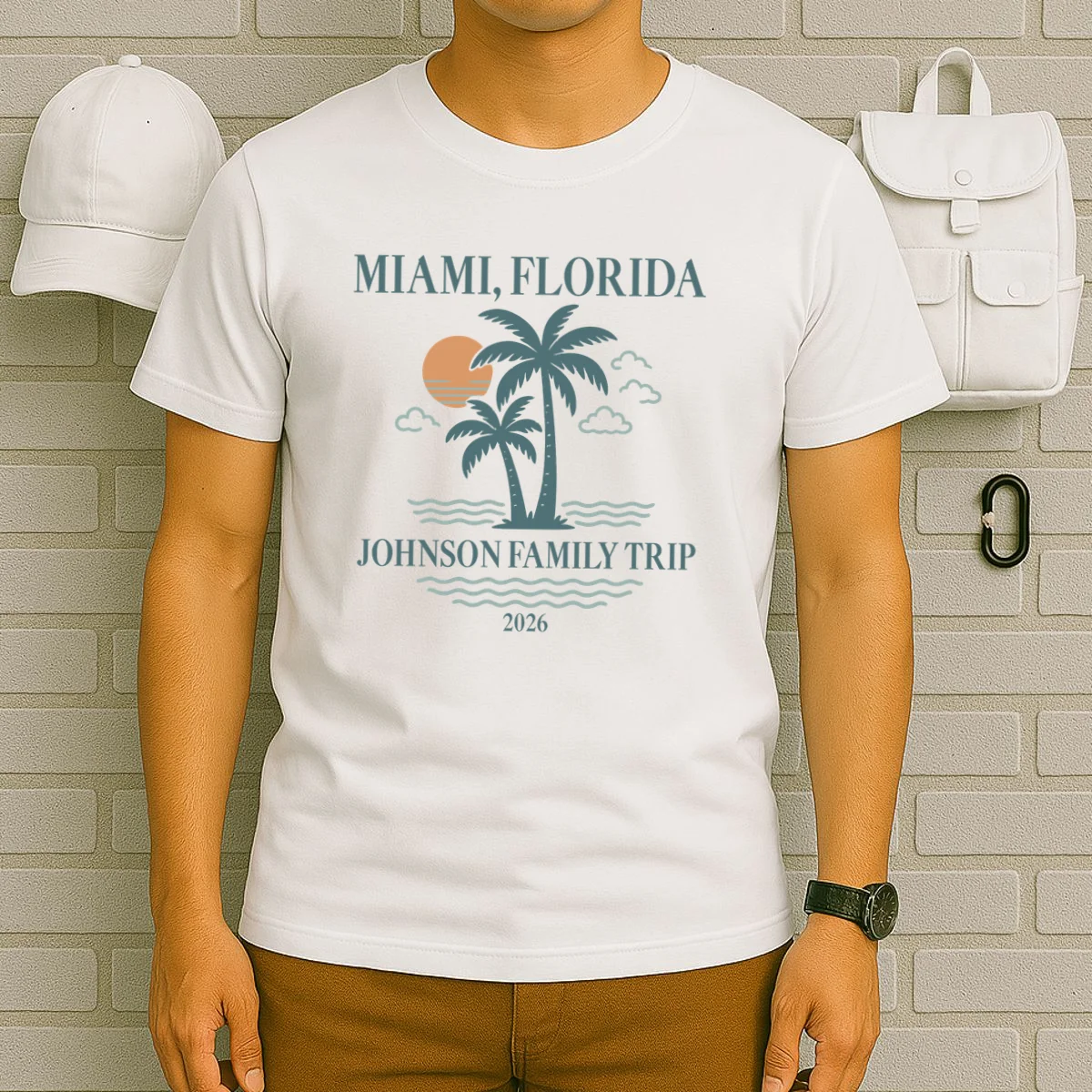 Tropical Vintage Custom Family Trip T-Shirt - Front 6
