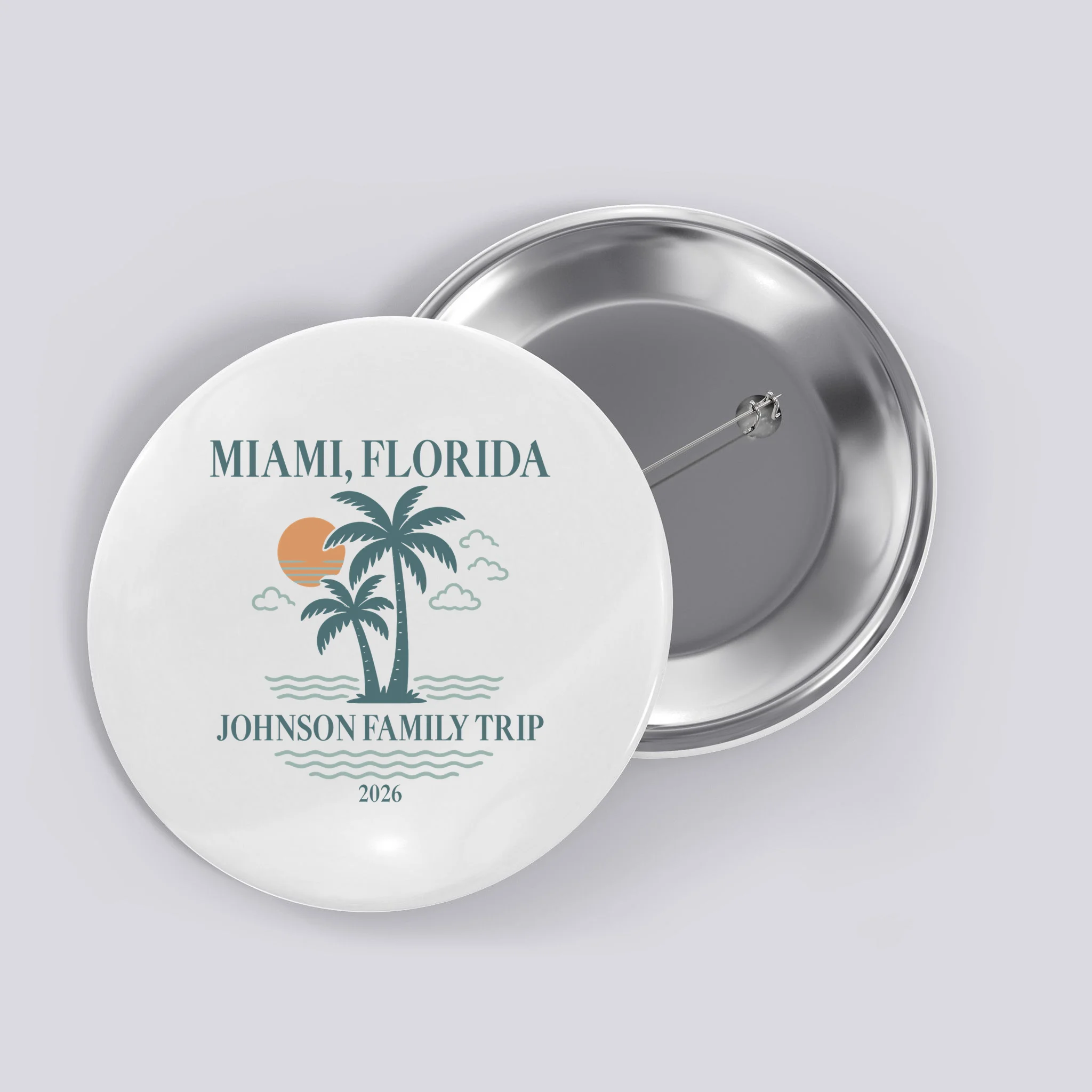 Tropical Vintage Custom Family Trip Button - Front