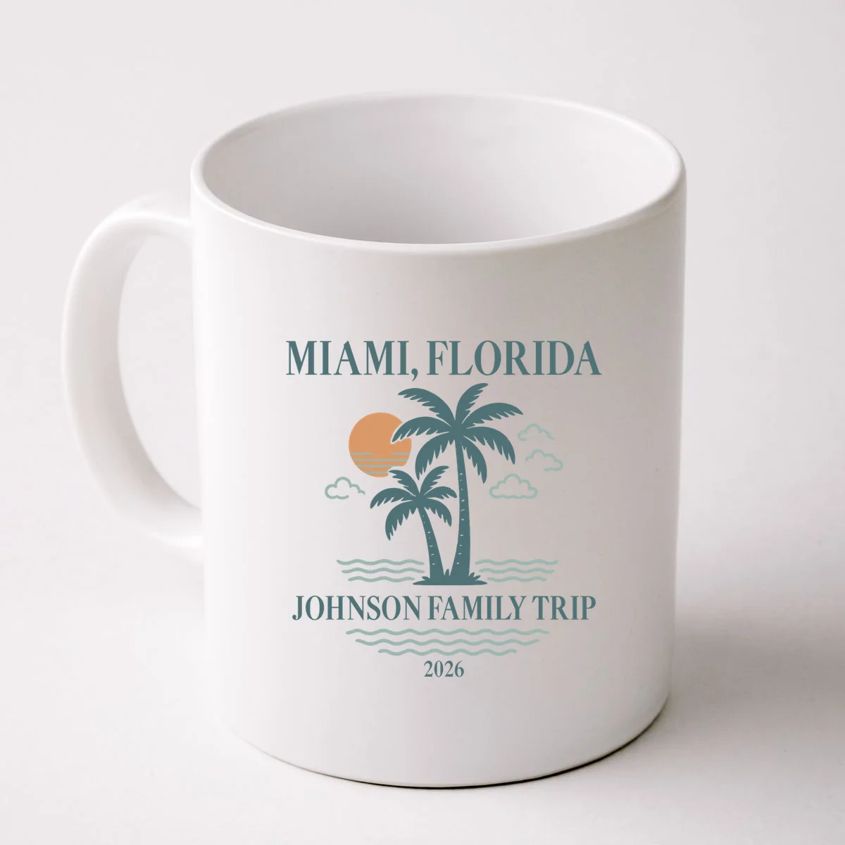 Tropical Vintage Custom Family Trip Coffee Mug - Front