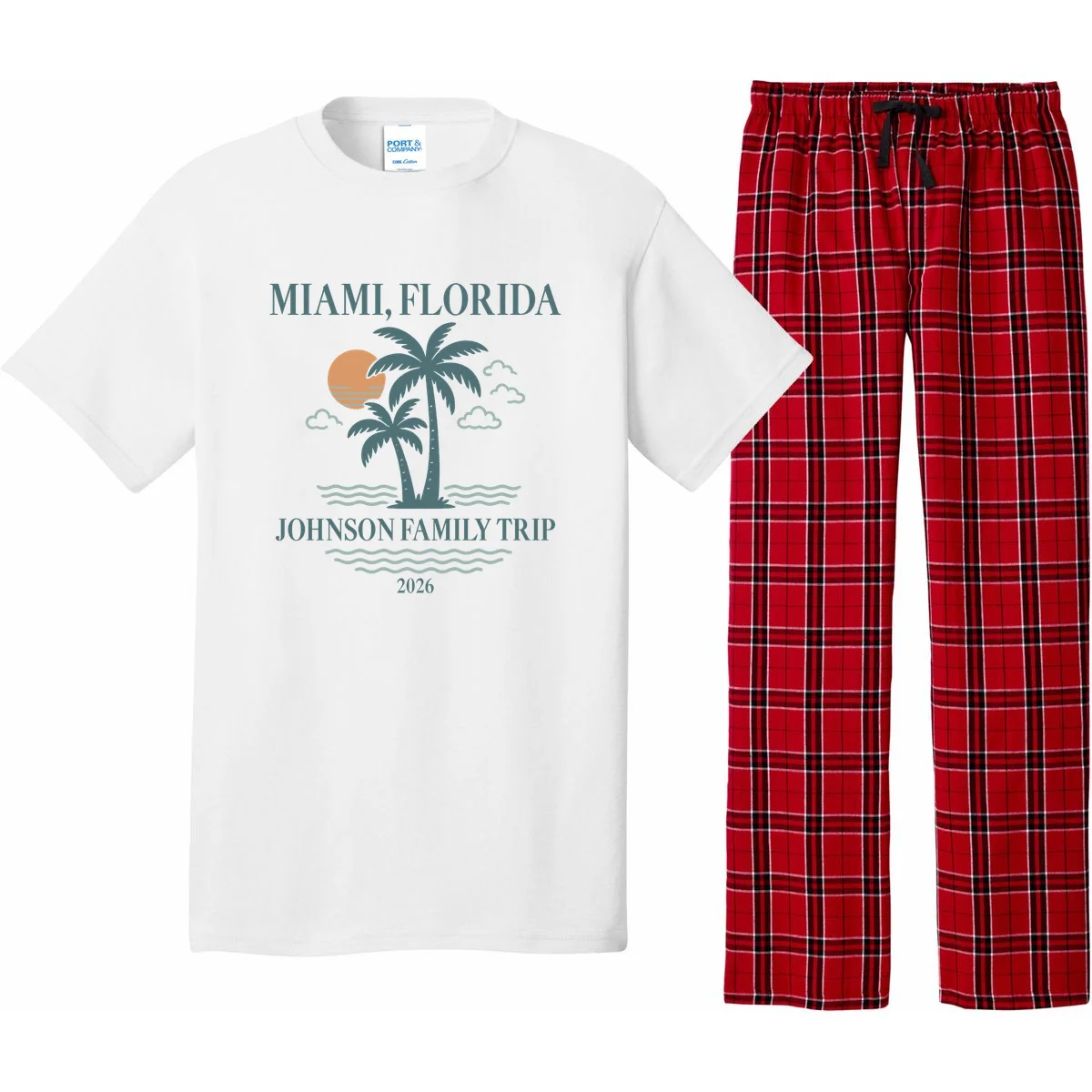 Tropical Vintage Custom Family Trip Pajama Set - Front