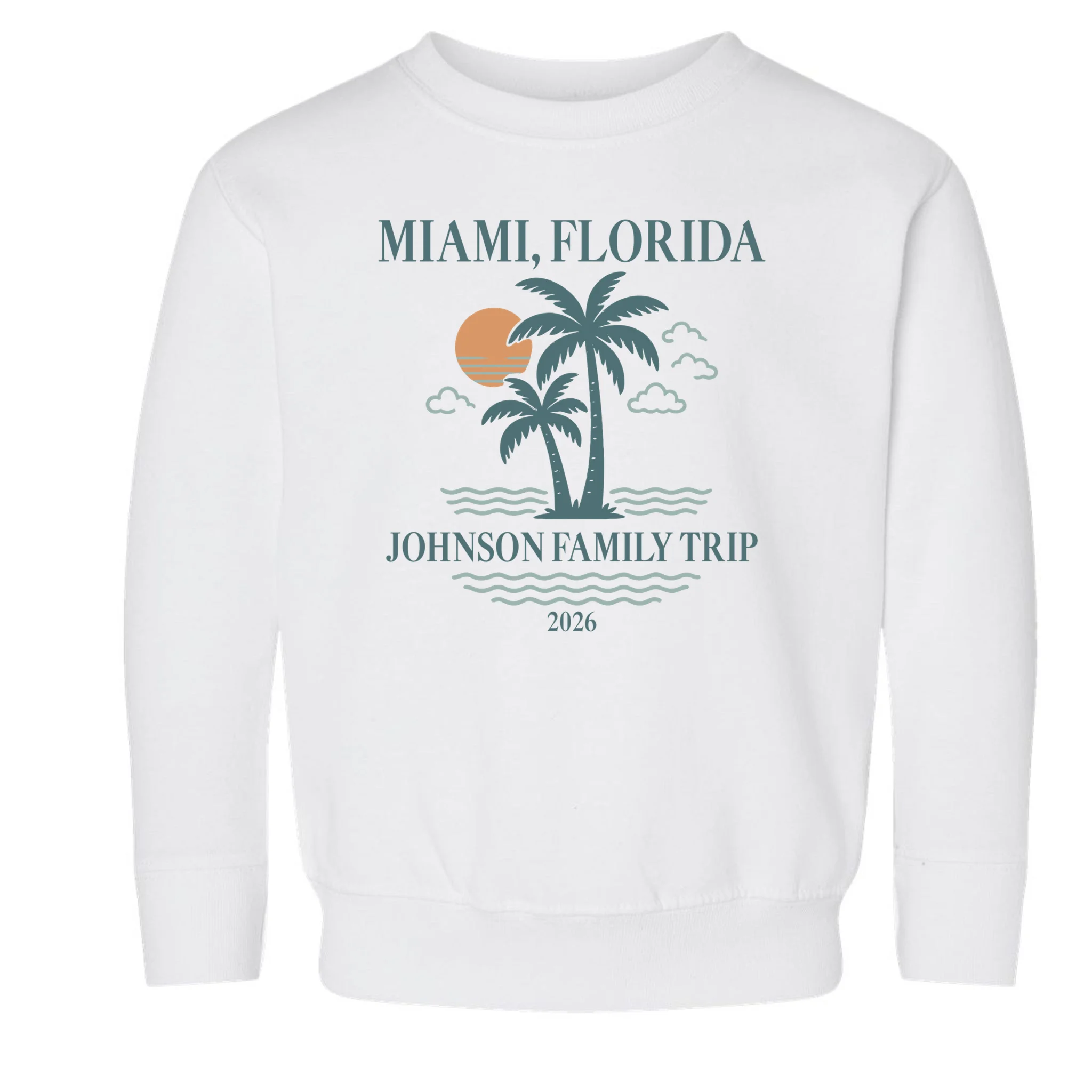 Tropical Vintage Custom Family Trip Toddler Sweatshirt - Front