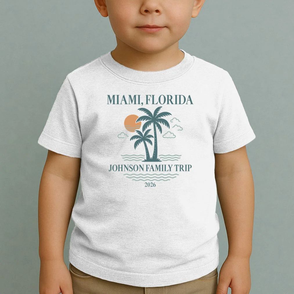 Tropical Vintage Custom Family Trip Toddler T-Shirt - Front 1