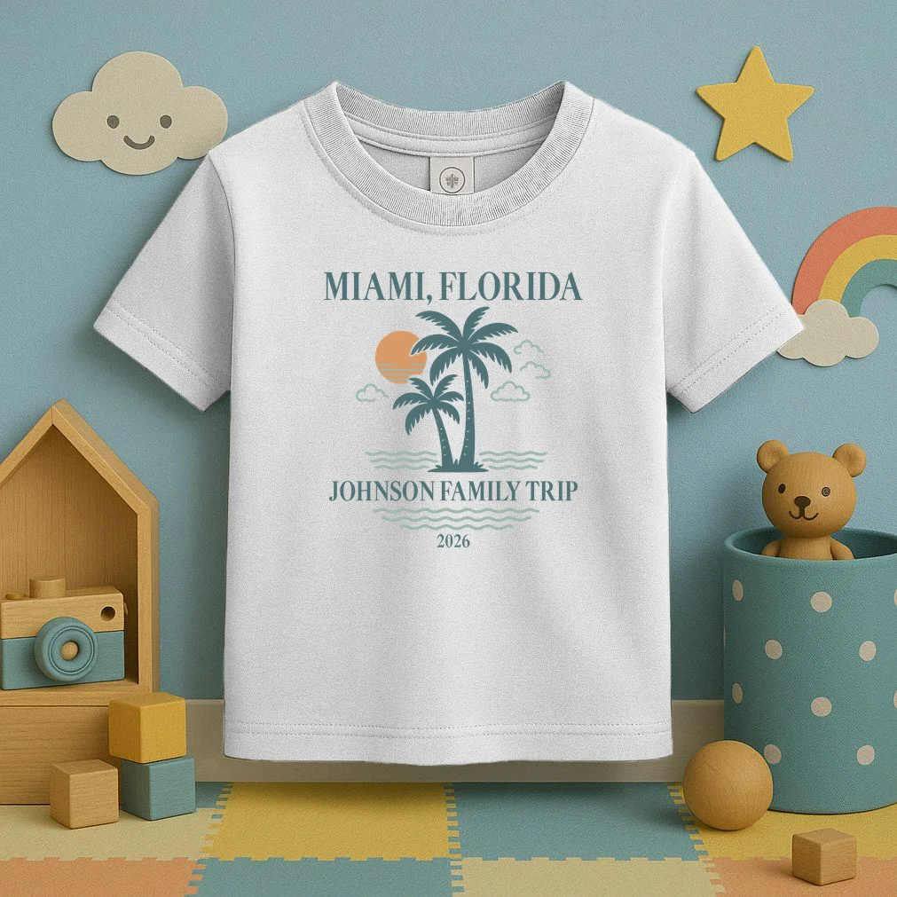 Tropical Vintage Custom Family Trip Toddler T-Shirt - Front 2