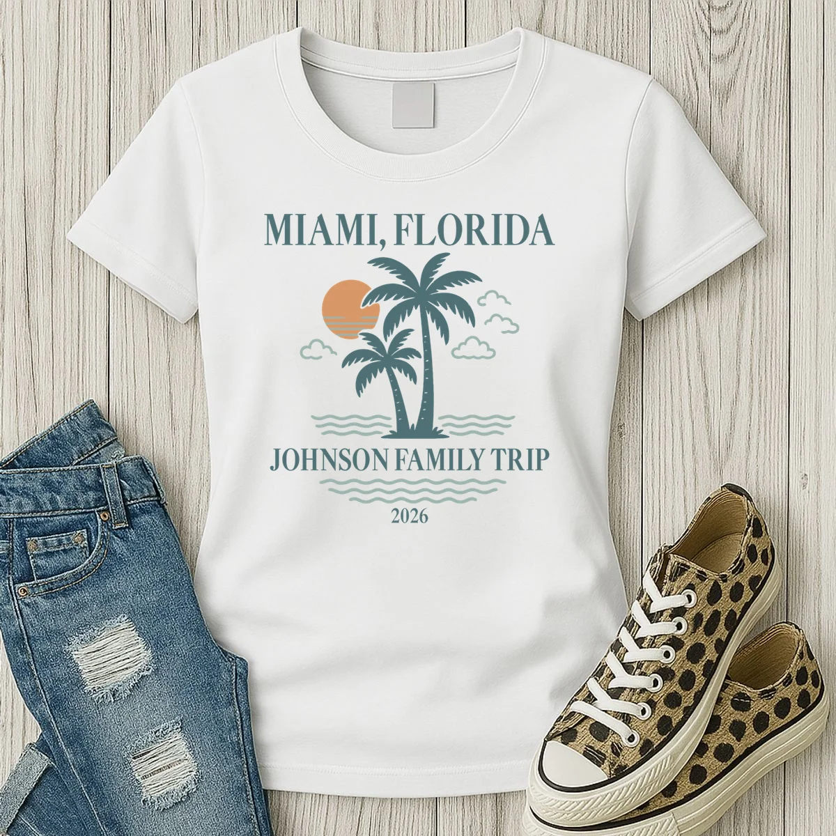 Tropical Vintage Custom Family Trip Women's T-Shirt - Front 2