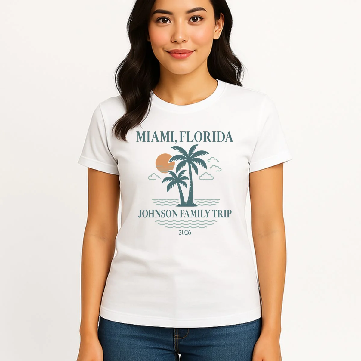 Tropical Vintage Custom Family Trip Women's T-Shirt - Front 3