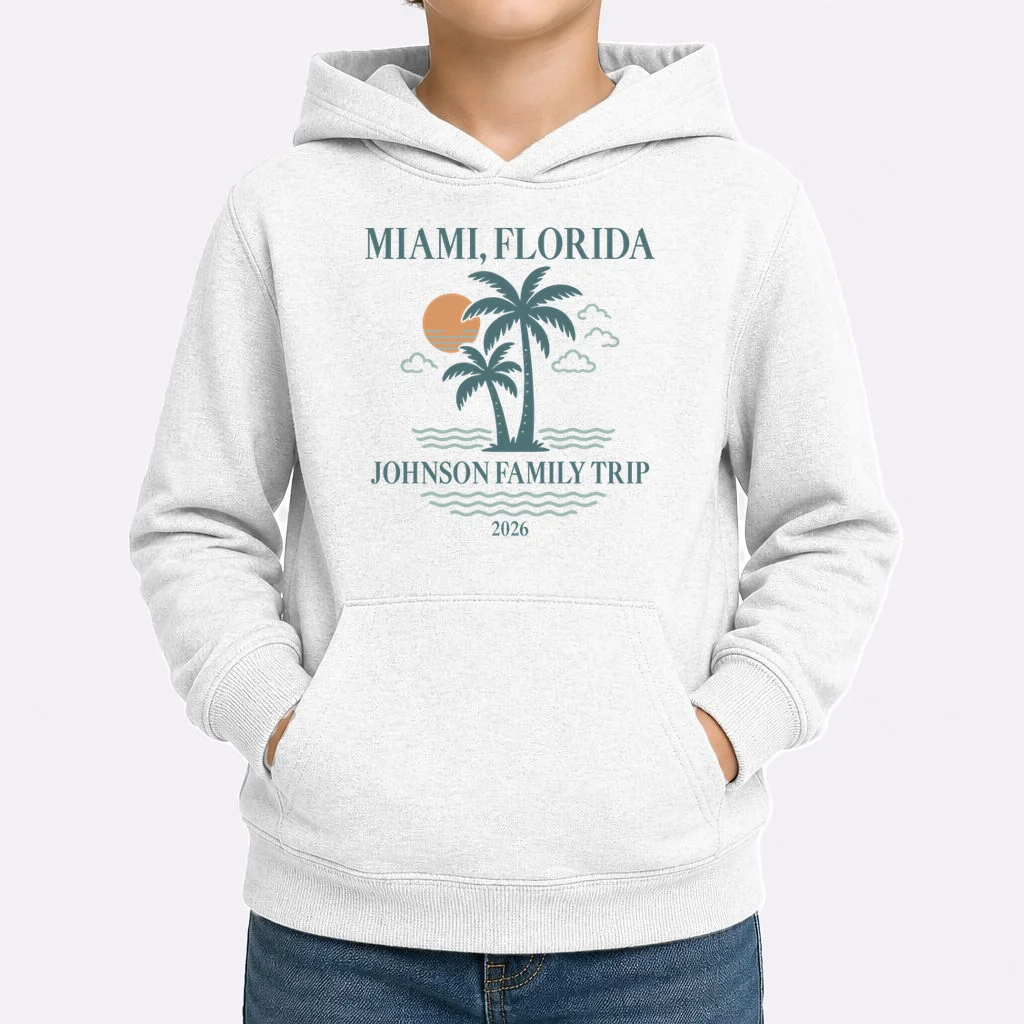 Tropical Vintage Custom Family Trip Kids Hoodie - Front 1
