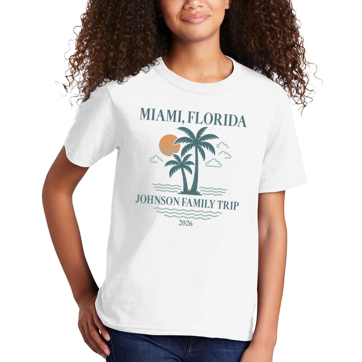 Tropical Vintage Custom Family Trip Kids T-Shirt - Front 1