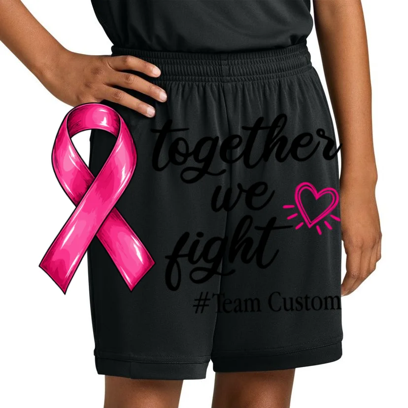 Personalized Together We Fight – Breast Cancer Awareness Shirt Kids Shorts - Front 1
