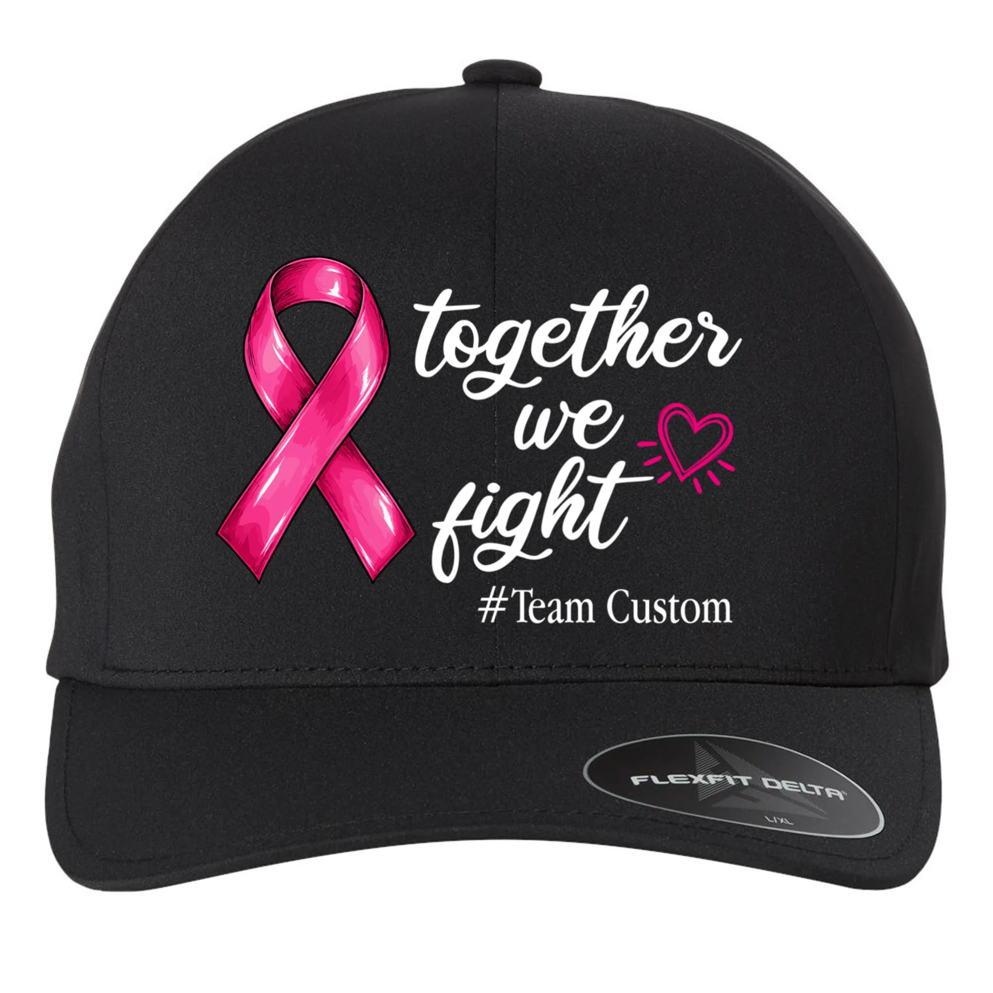 Personalized Together We Fight – Breast Cancer Awareness Shirt Flexfit Men's Snapback Hat - Front