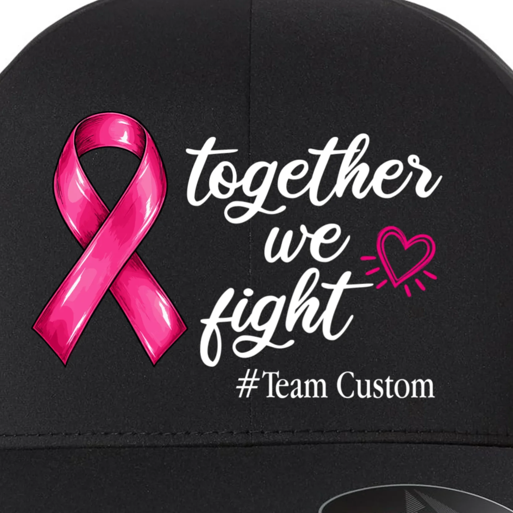 Personalized Together We Fight – Breast Cancer Awareness Shirt Flexfit Men's Snapback Hat - Front - Close-up