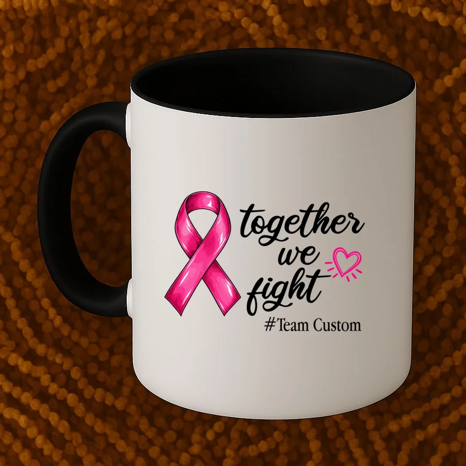 Personalized Together We Fight – Breast Cancer Awareness Shirt Mug - Front 1