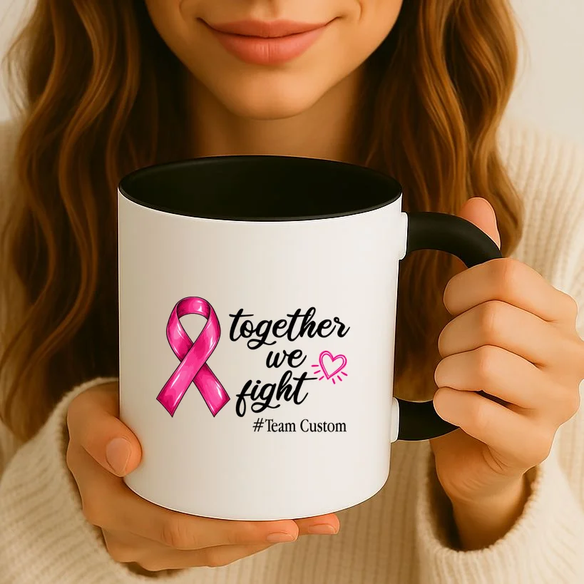 Personalized Together We Fight – Breast Cancer Awareness Shirt Mug - Front 2