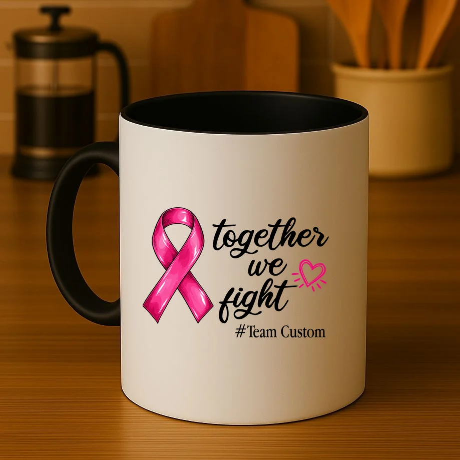 Personalized Together We Fight – Breast Cancer Awareness Shirt Mug - Front 3