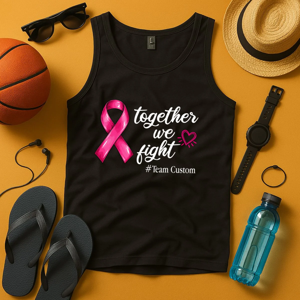 Personalized Together We Fight – Breast Cancer Awareness Shirt Men's Tank Top - Front 3