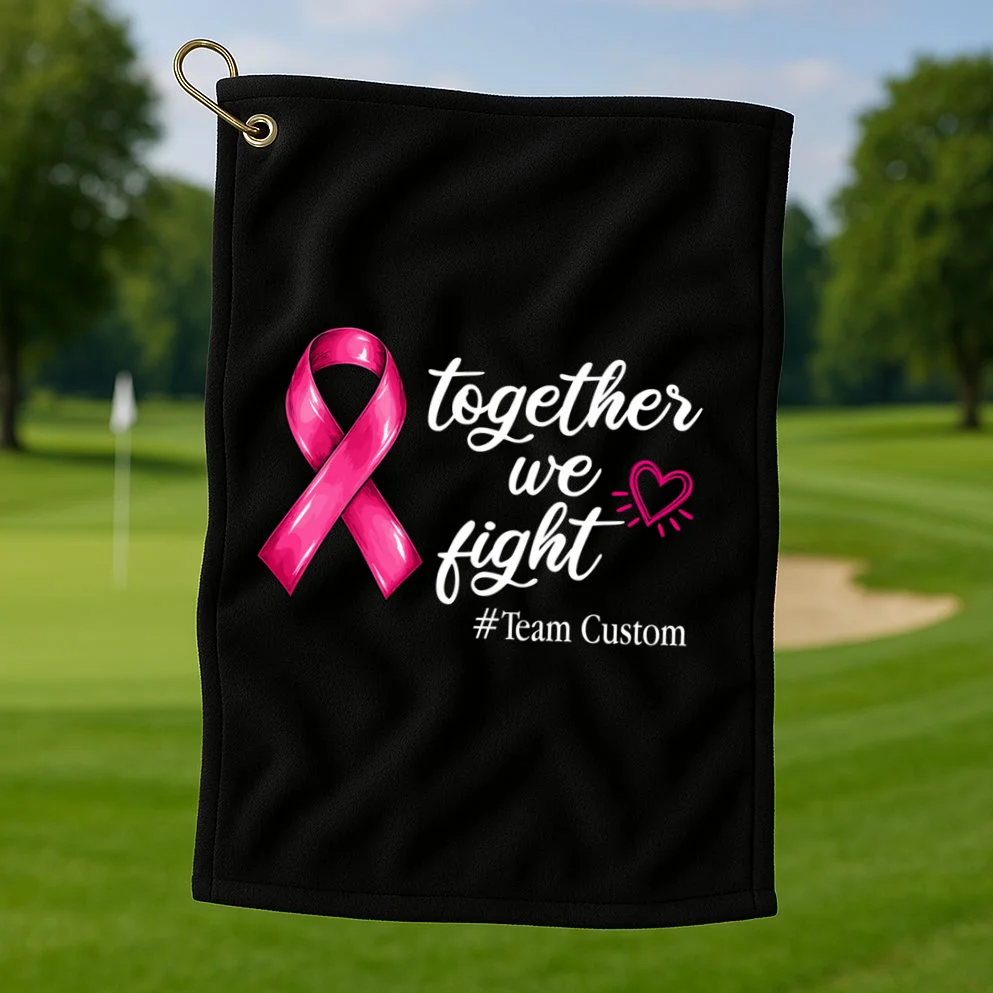 Personalized Together We Fight – Breast Cancer Awareness Shirt Golf Towel - Front 1