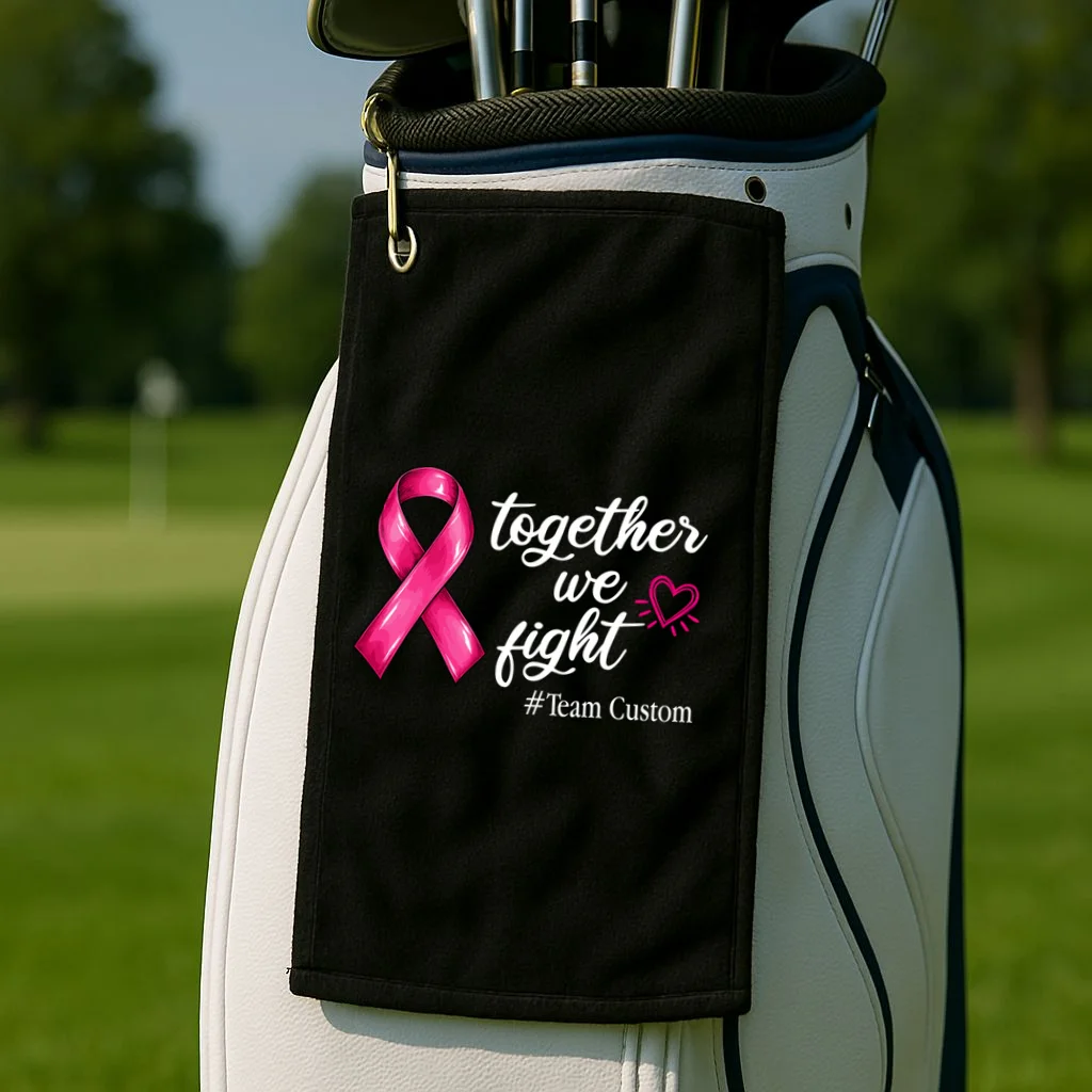 Personalized Together We Fight – Breast Cancer Awareness Shirt Golf Towel - Front 2