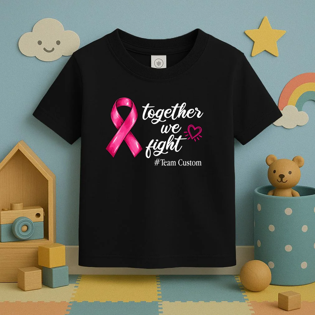 Personalized Together We Fight – Breast Cancer Awareness Shirt Toddler T-Shirt - Front 2