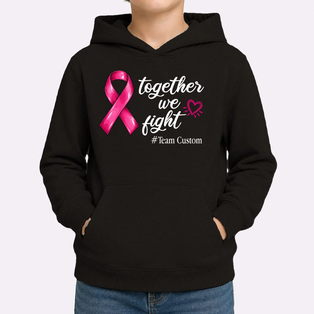Personalized Together We Fight – Breast Cancer Awareness Shirt Kids Hoodie - Front 1