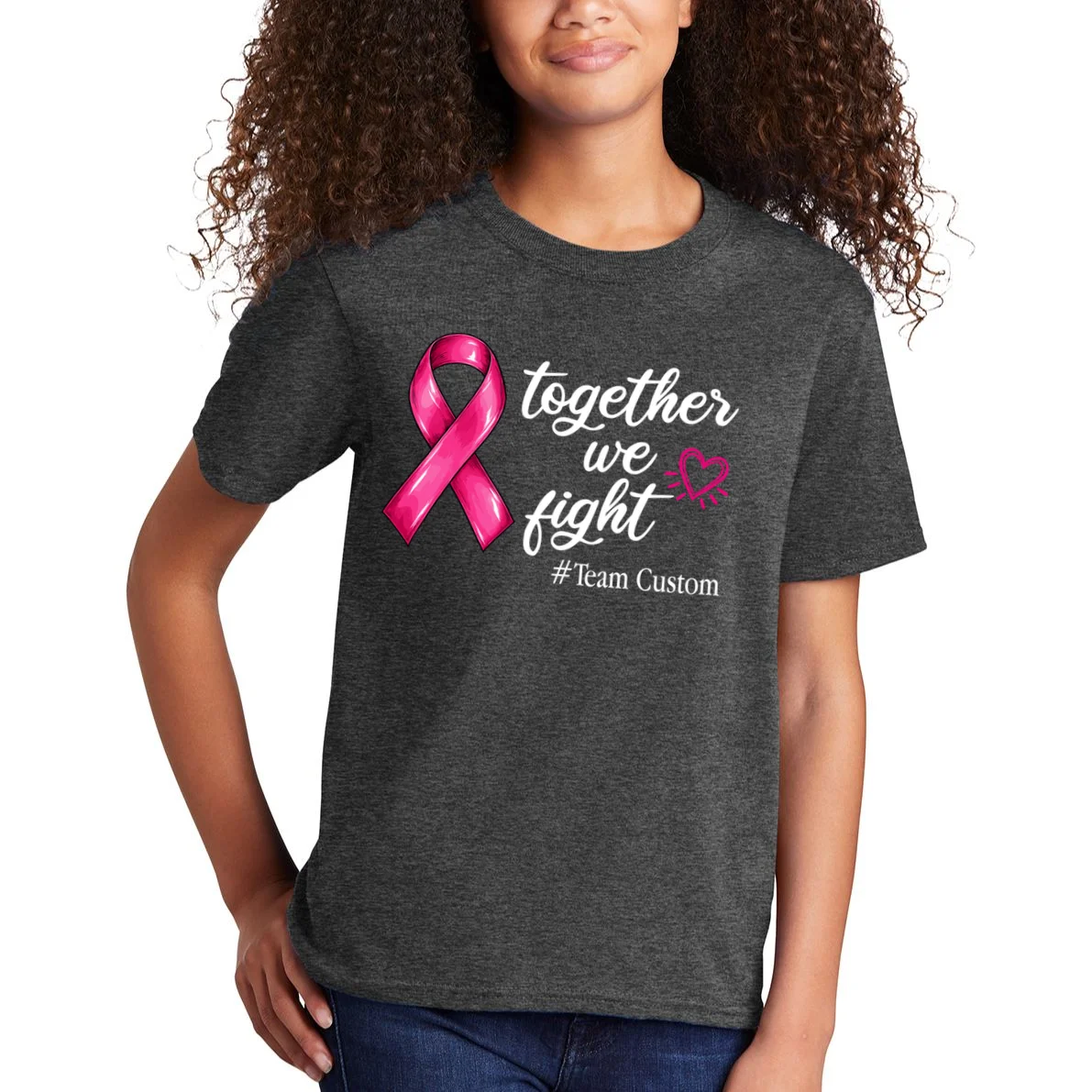 Personalized Together We Fight – Breast Cancer Awareness Shirt Kids T-Shirt - Front 1