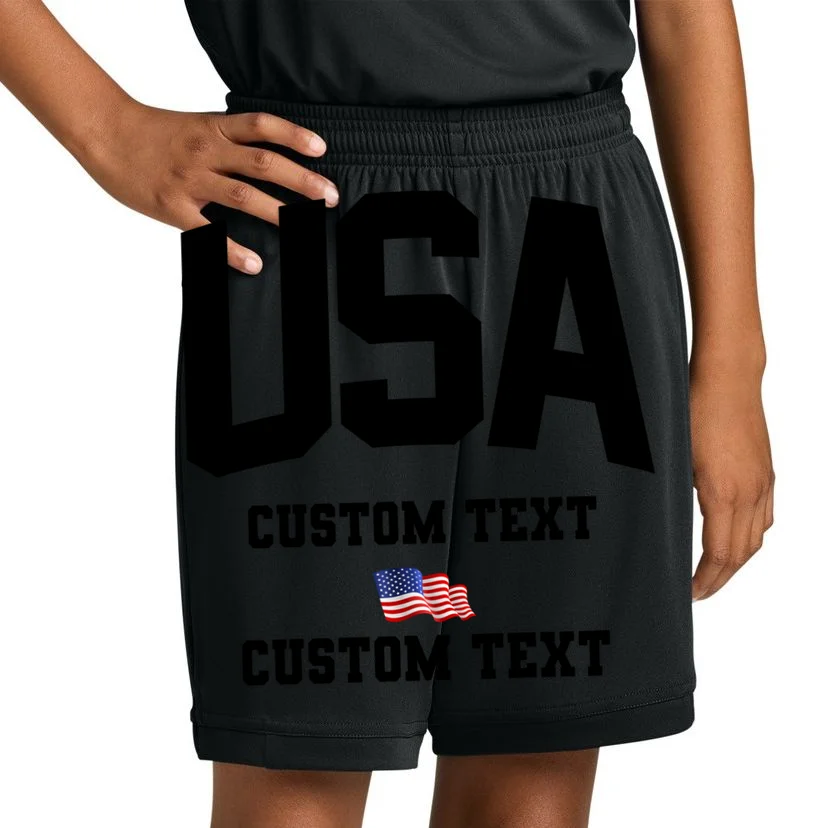 USA Custom Text Team America Personalized Kids Shorts - Front 1