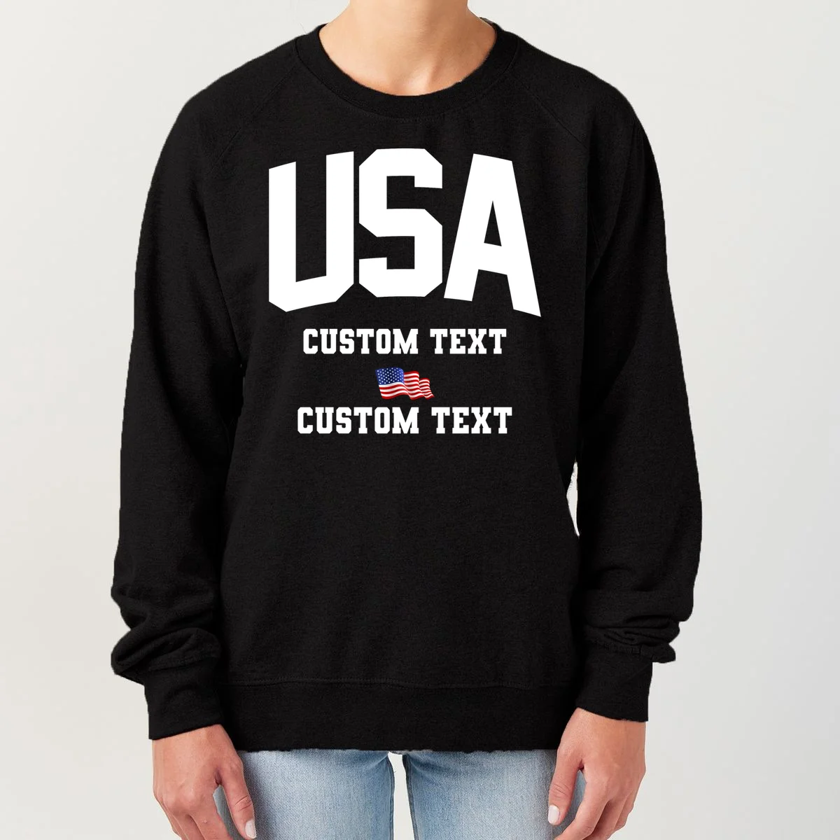 USA Custom Text Team America Personalized Women's Sweatshirt - Front