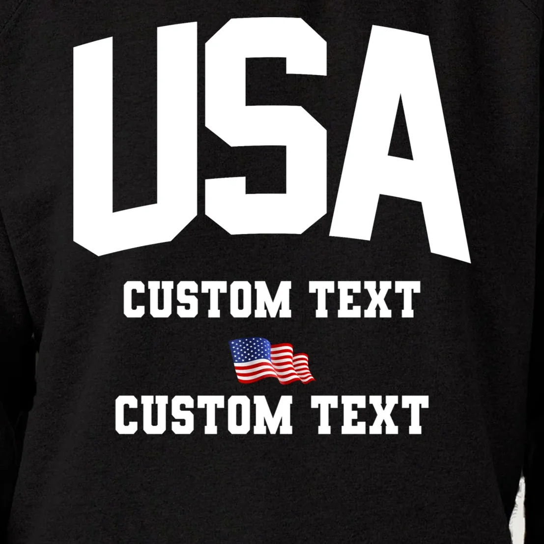 USA Custom Text Team America Personalized Women's Sweatshirt - Front - Close-up