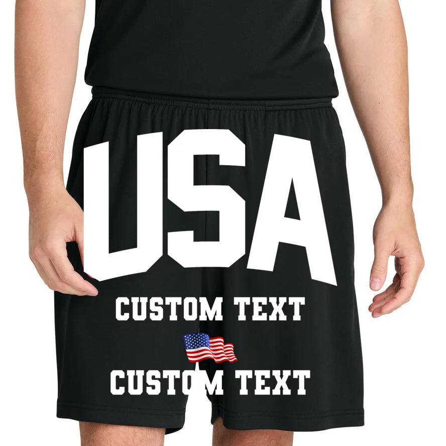 USA Custom Text Team America Personalized Men's Shorts - Front 1