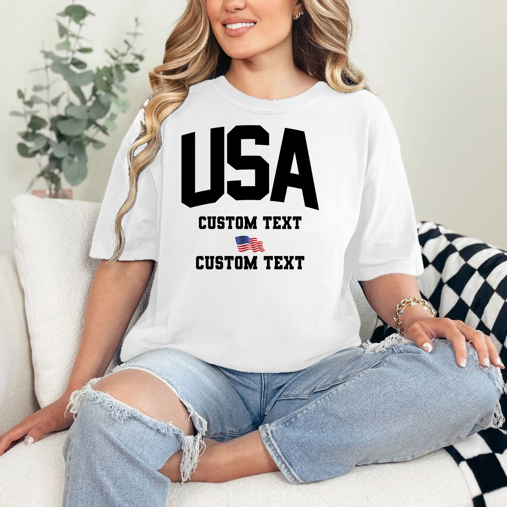 USA Custom Text Team America Personalized T-Shirt - Front 1