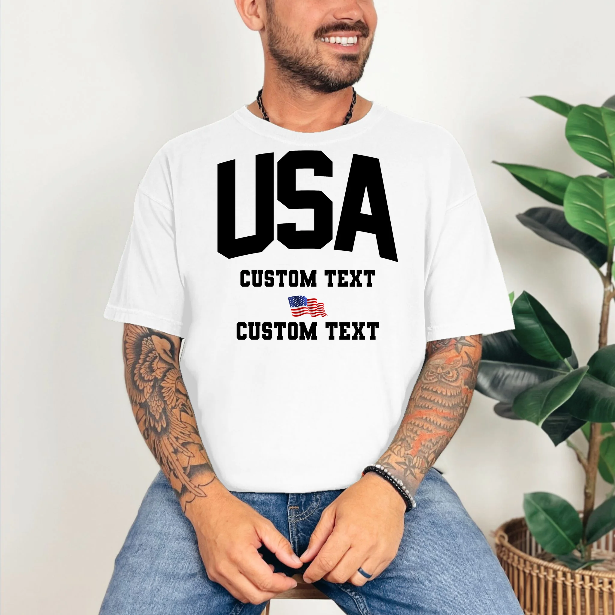 USA Custom Text Team America Personalized T-Shirt - Front 2