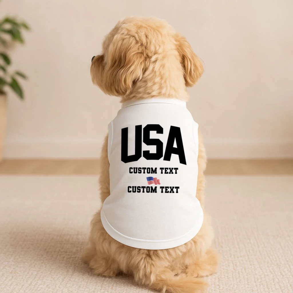 USA Custom Text Team America Personalized Doggie Tank - Front 1