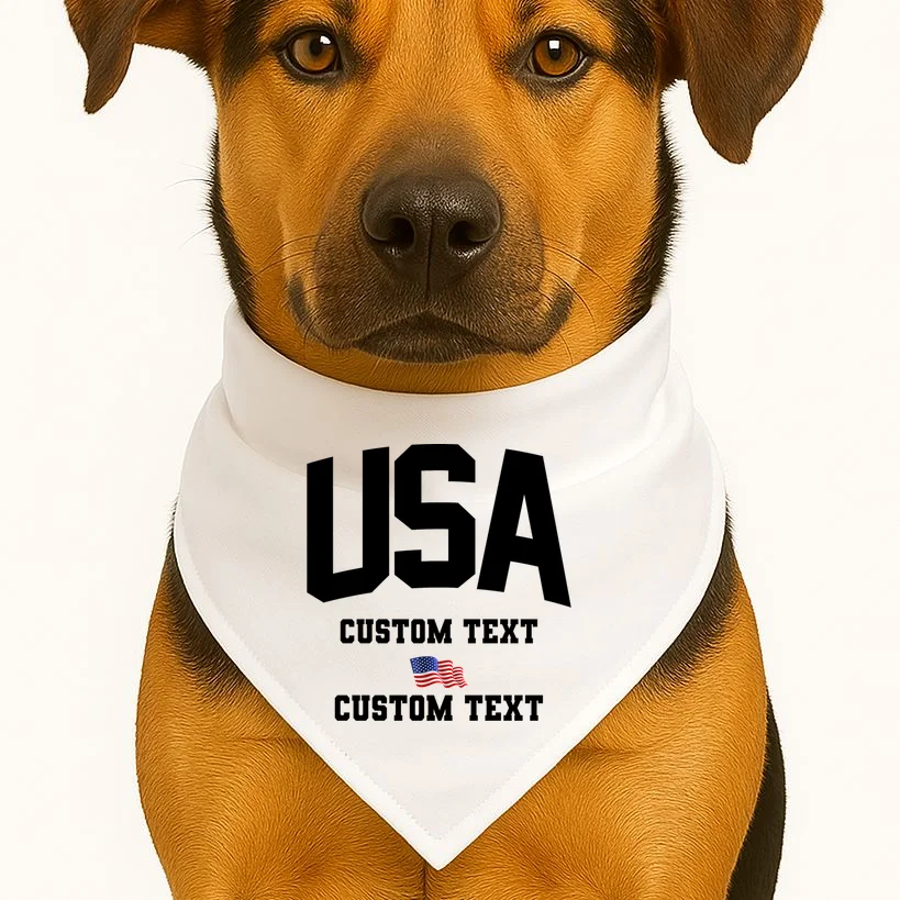 USA Custom Text Team America Personalized Dog Bandana - Front 1