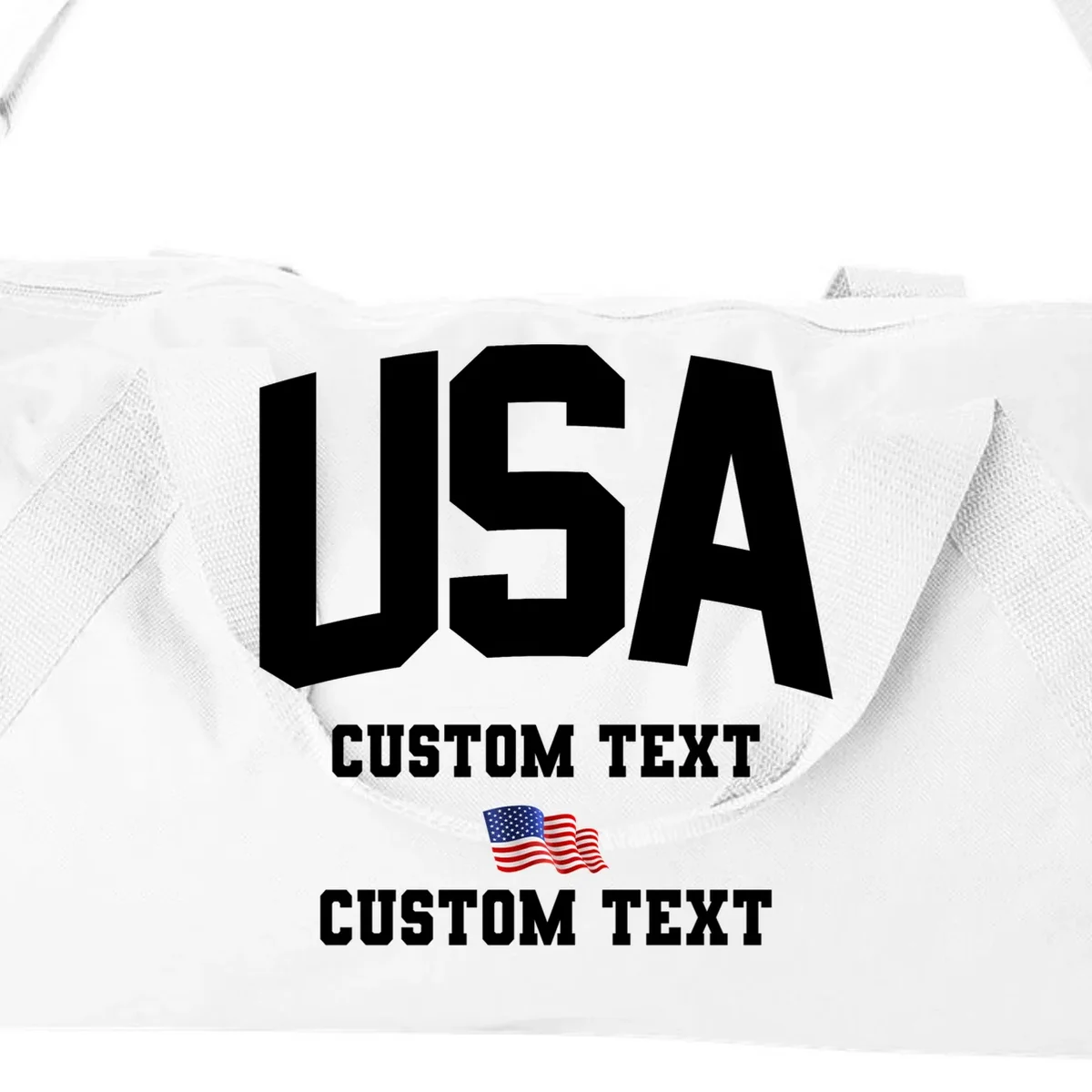 USA Custom Text Team America Personalized Duffel Bag - Front - Close-up
