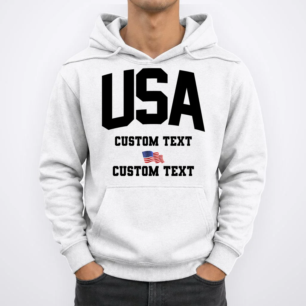 USA Custom Text Team America Personalized Hoodie - Front 1