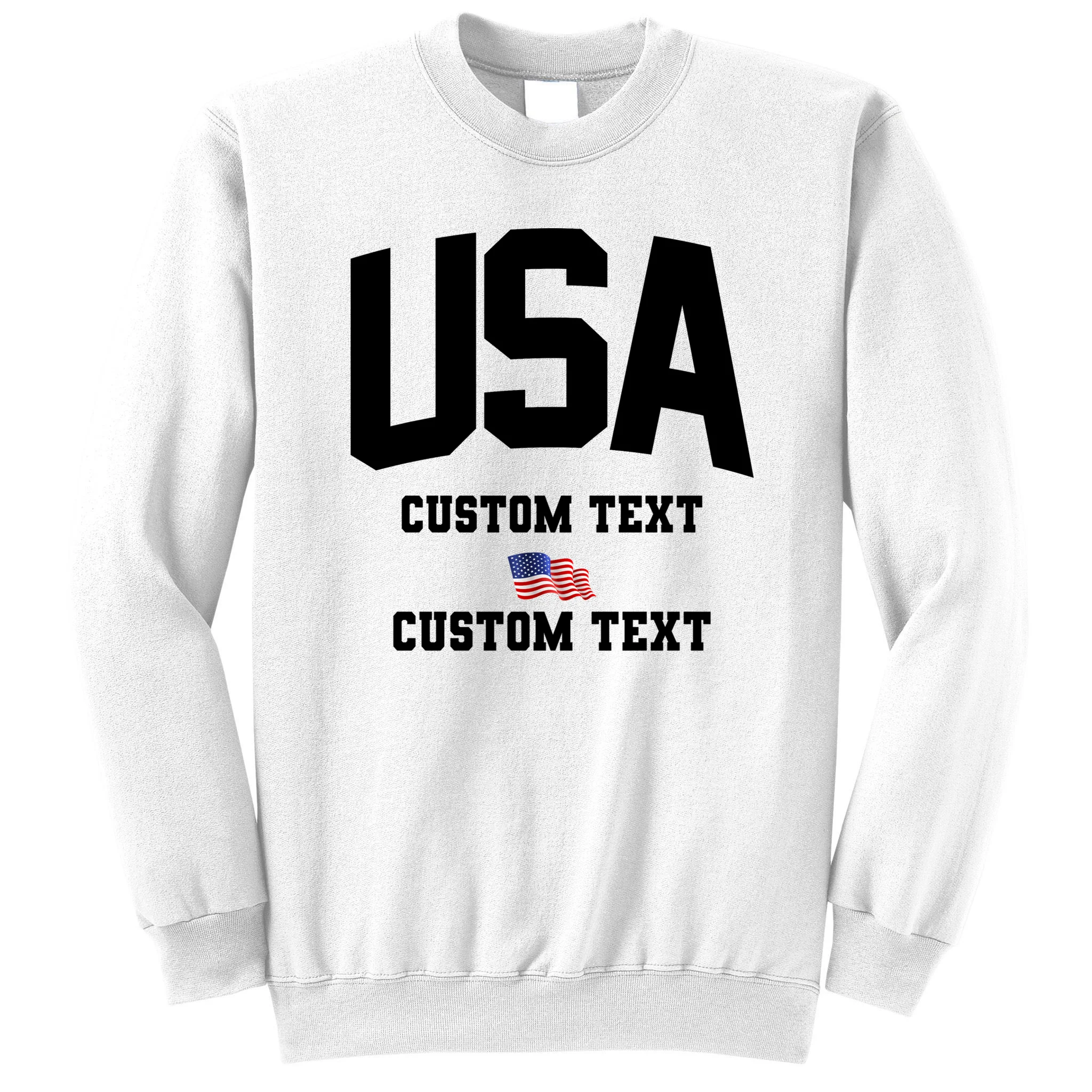 USA Custom Text Team America Personalized Men's Sweatshirt - Front