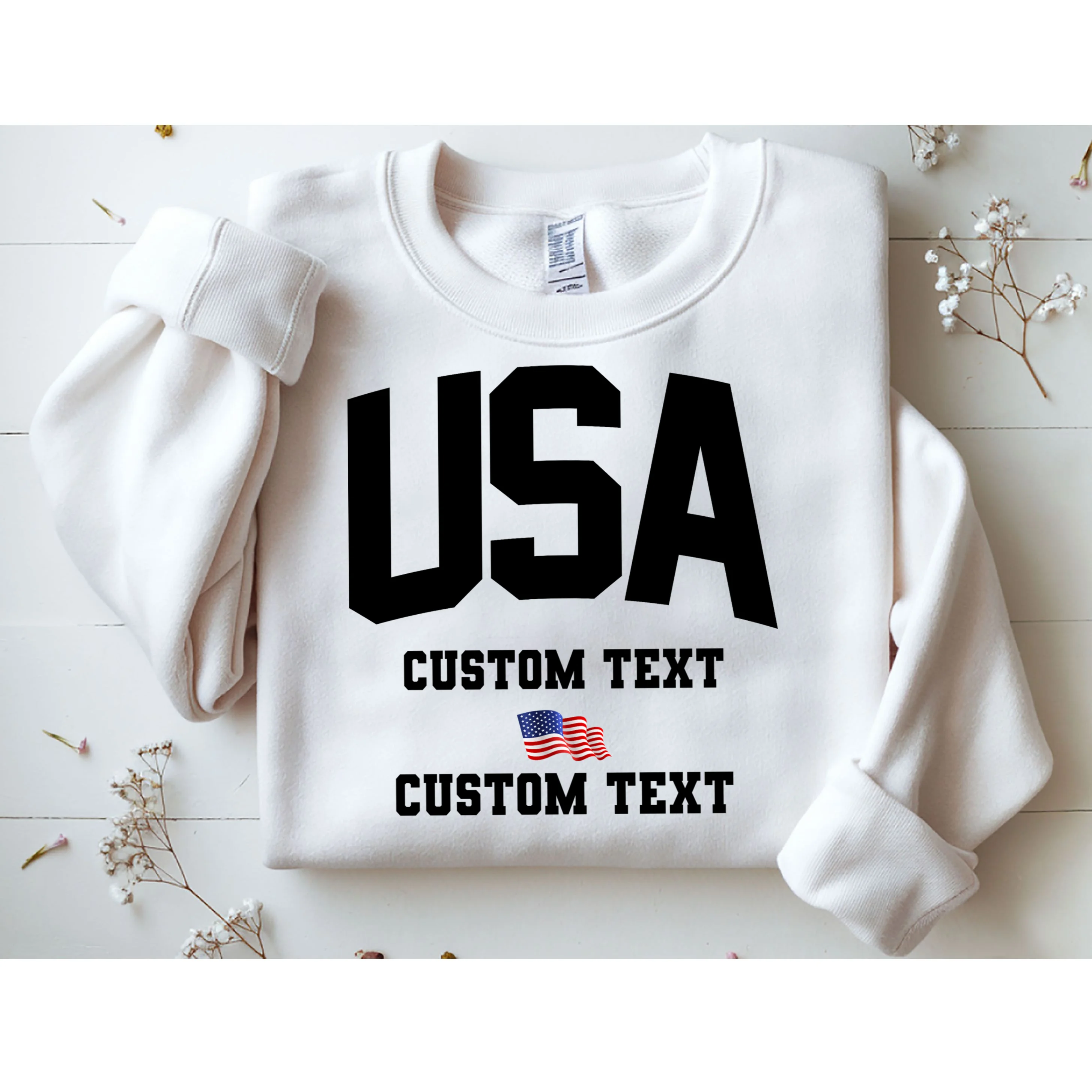 USA Custom Text Team America Personalized Sweatshirt - Front 1