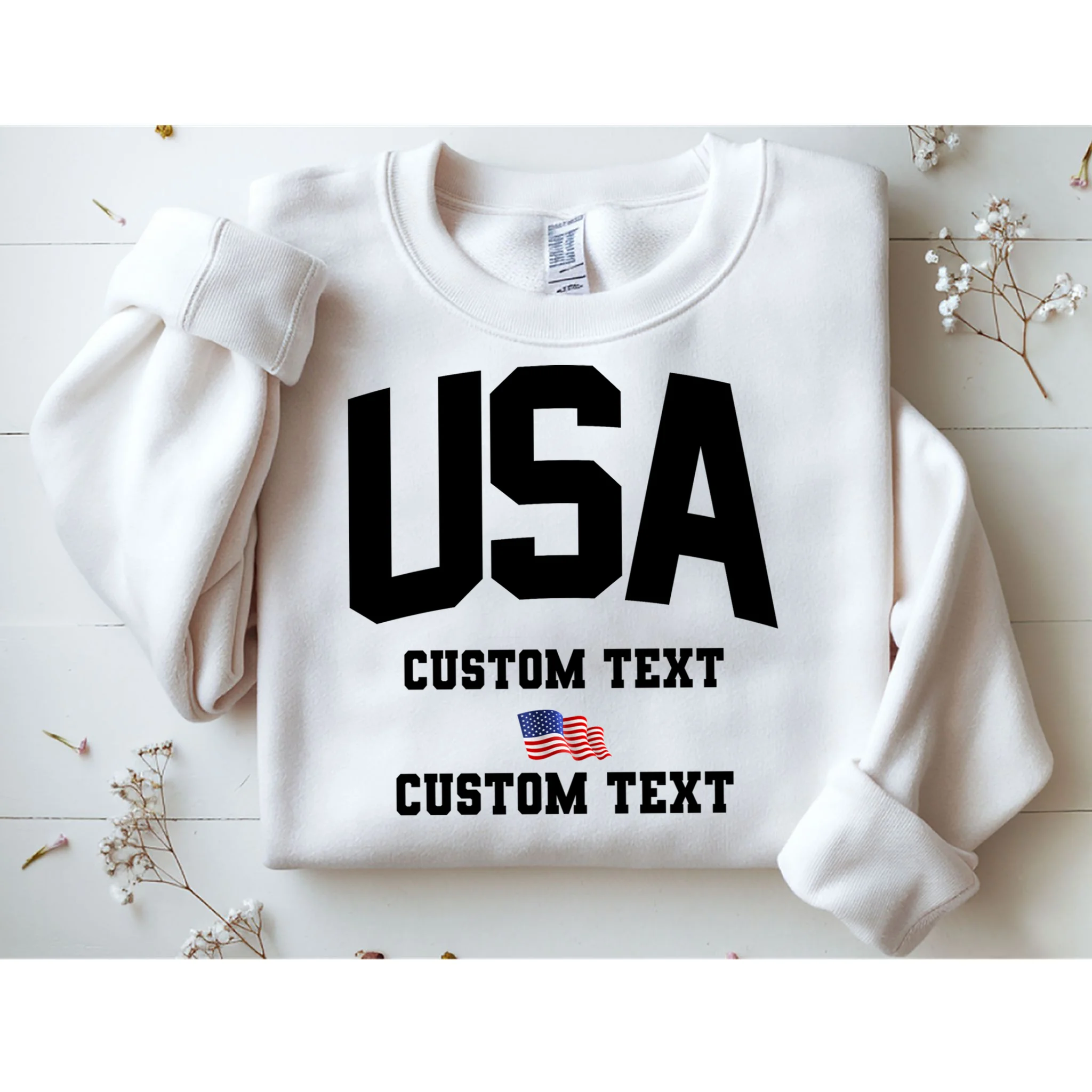 USA Custom Text Team America Personalized Men's Sweatshirt - Front 1