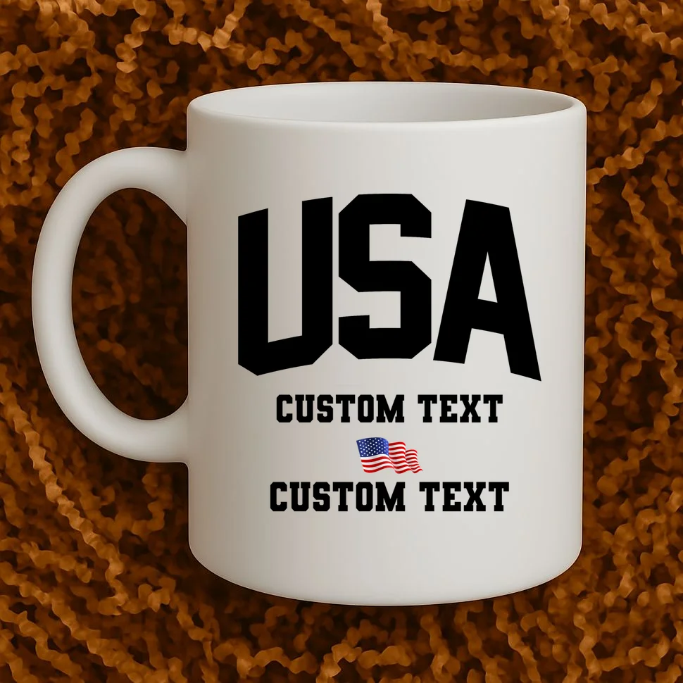 USA Custom Text Team America Personalized Coffee Mug - Front 1