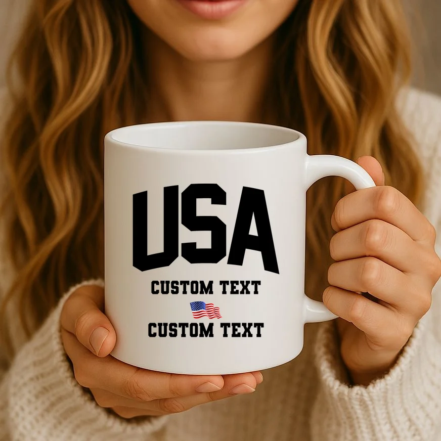 USA Custom Text Team America Personalized Coffee Mug - Front 2