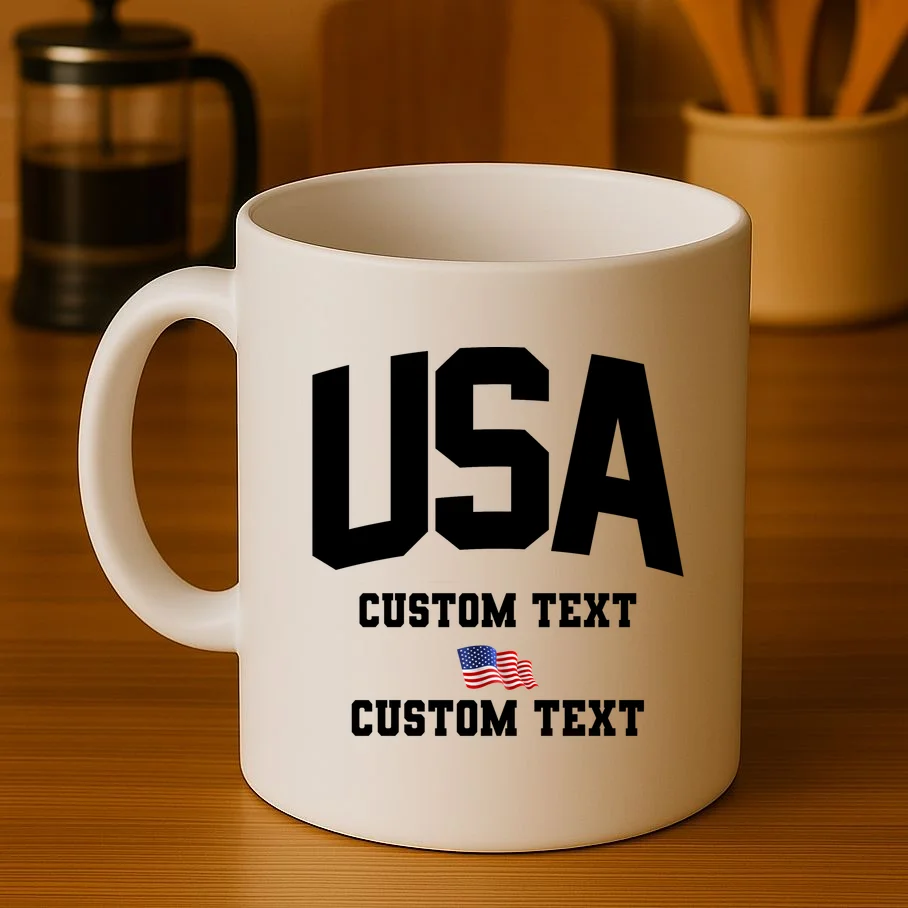 USA Custom Text Team America Personalized Coffee Mug - Front 3