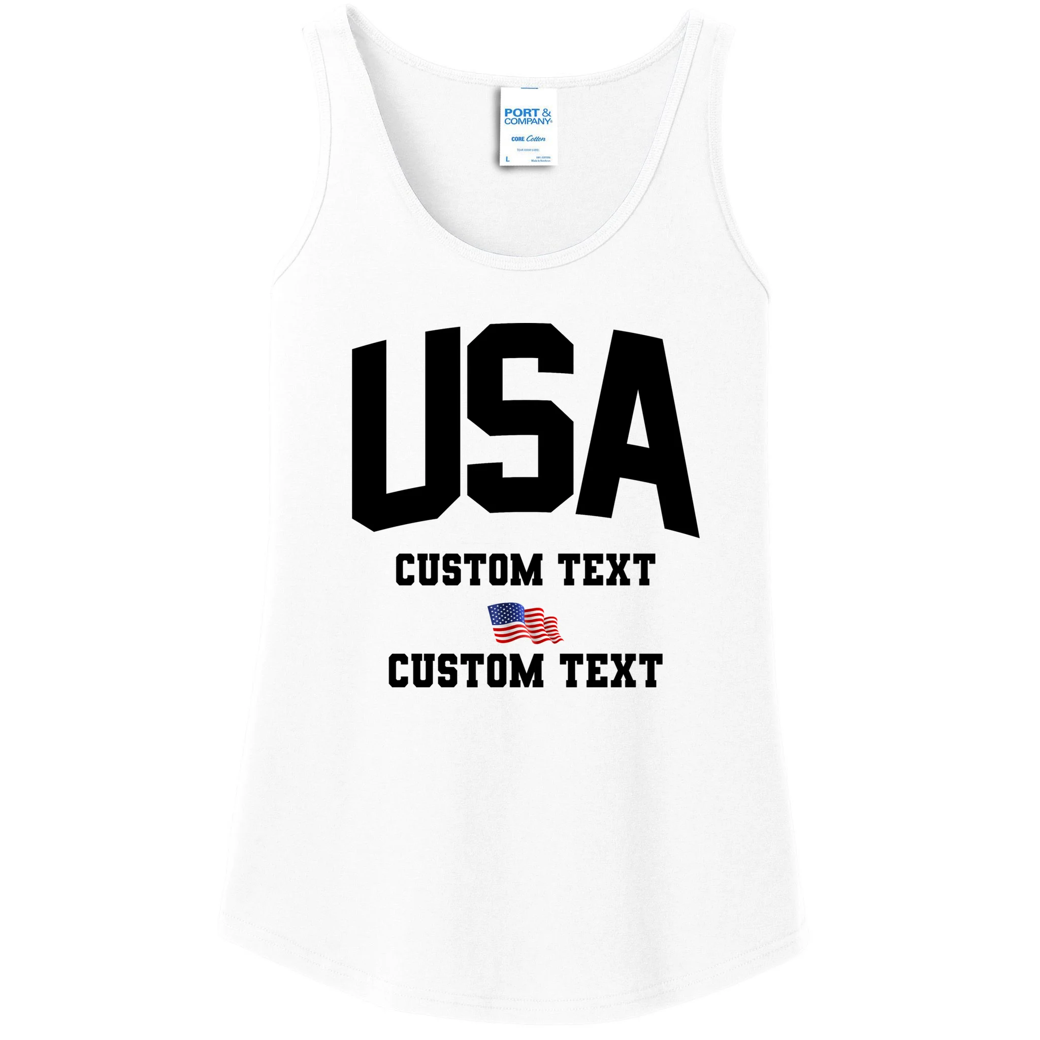 USA Custom Text Team America Personalized Women's Tank Top - Front