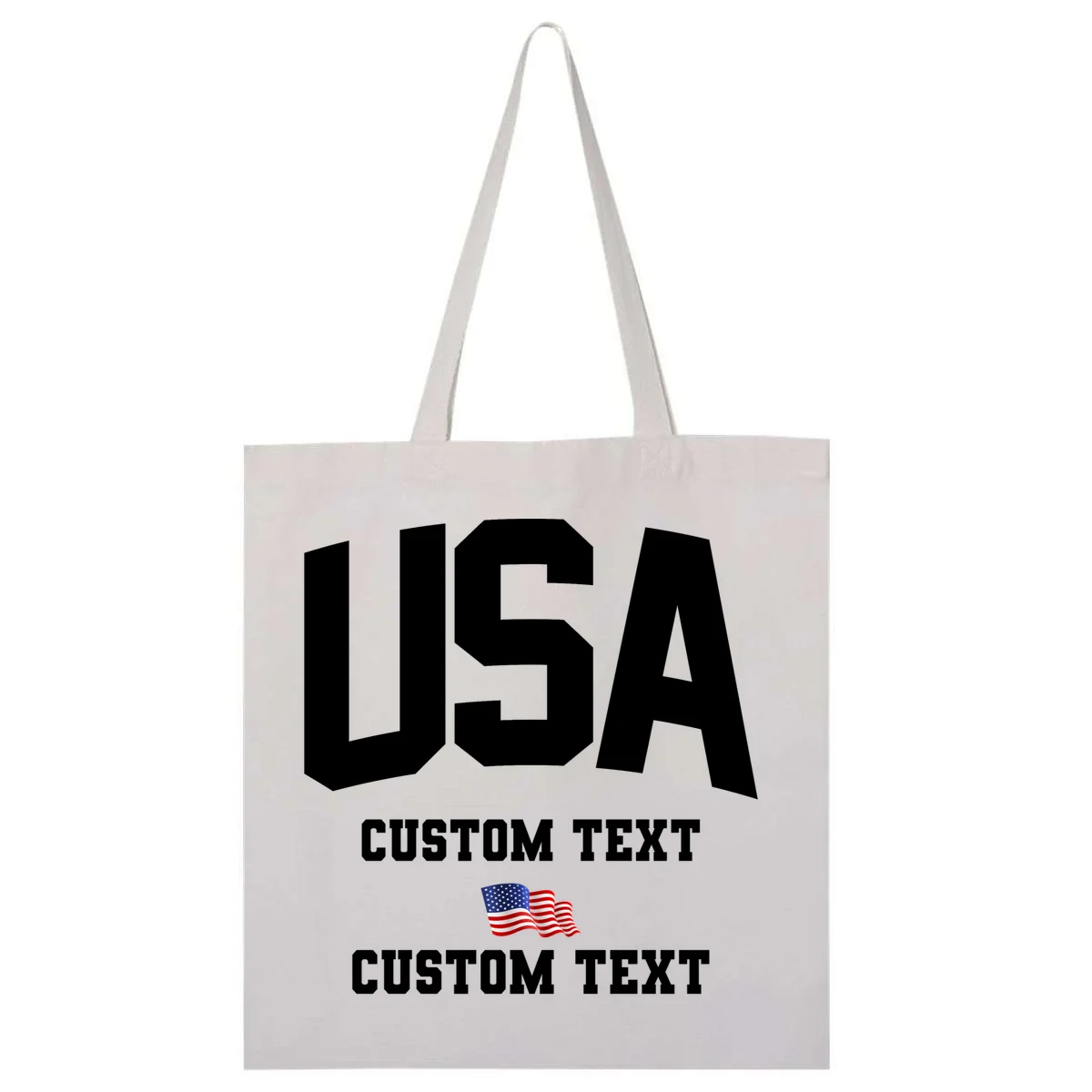 USA Custom Text Team America Personalized Tote Bag - Front