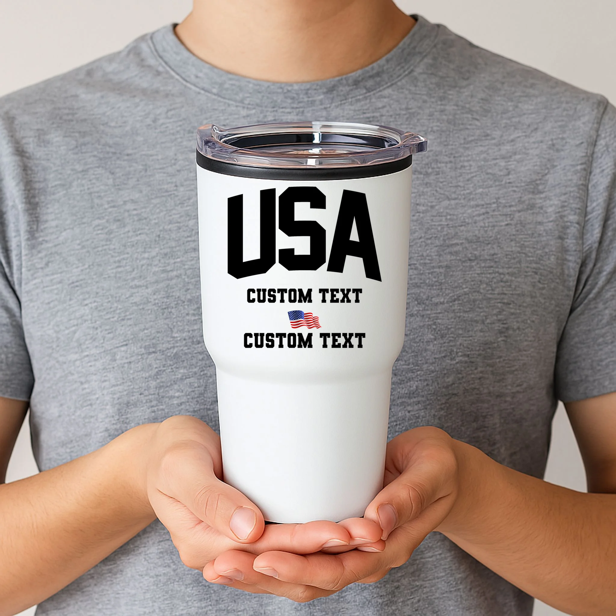 USA Custom Text Team America Personalized 20oz Tumbler - Front 1