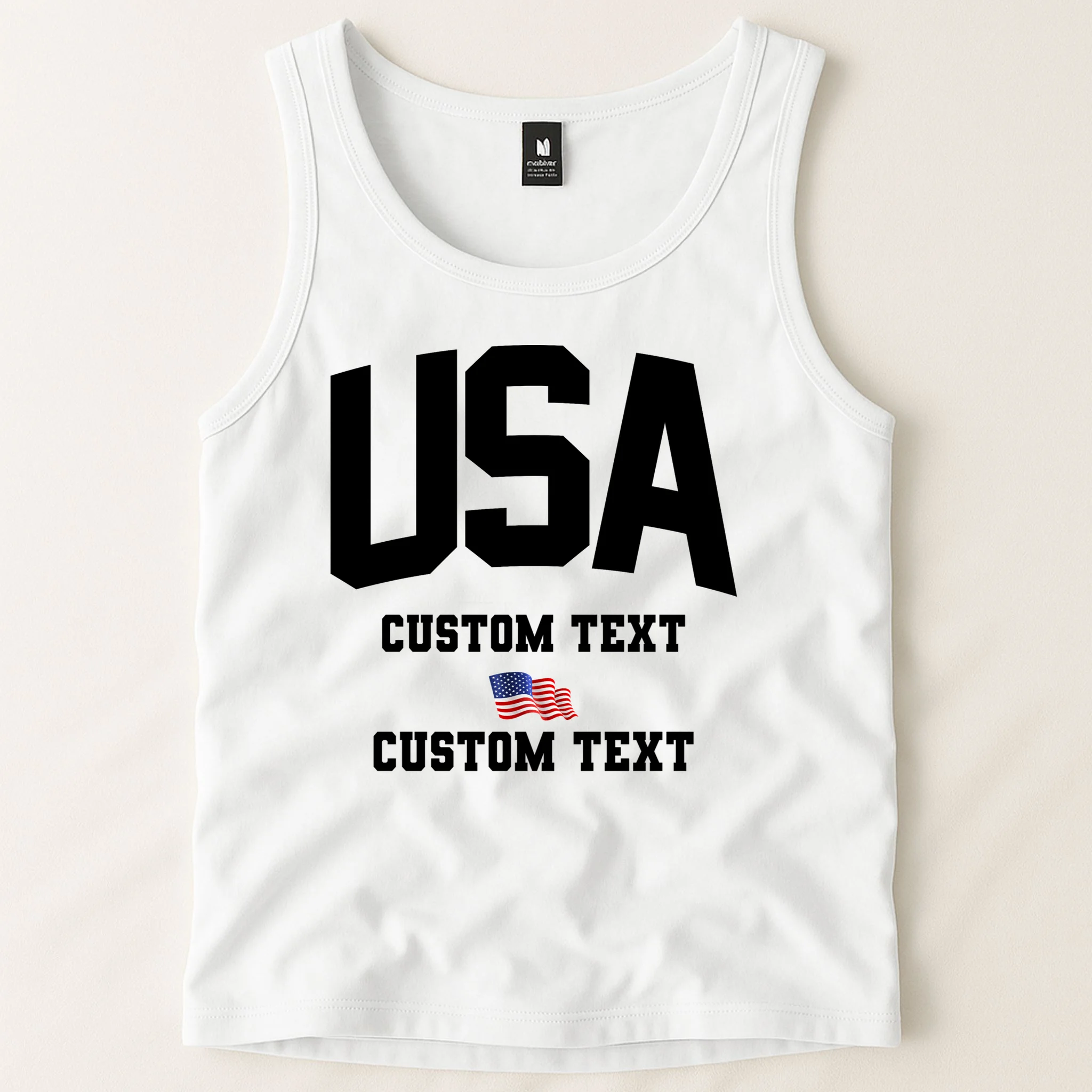 USA Custom Text Team America Personalized Men's Tank Top - Front 1