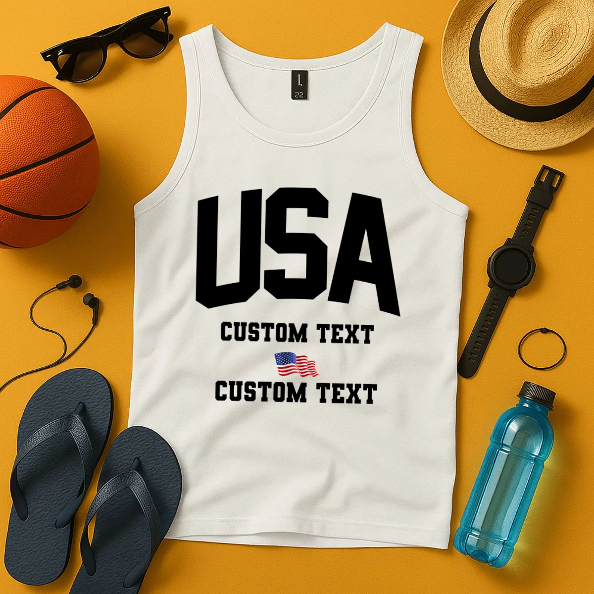 USA Custom Text Team America Personalized Tank Top - Front 3