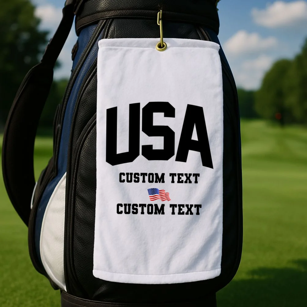 USA Custom Text Team America Personalized Golf Towel - Front 2