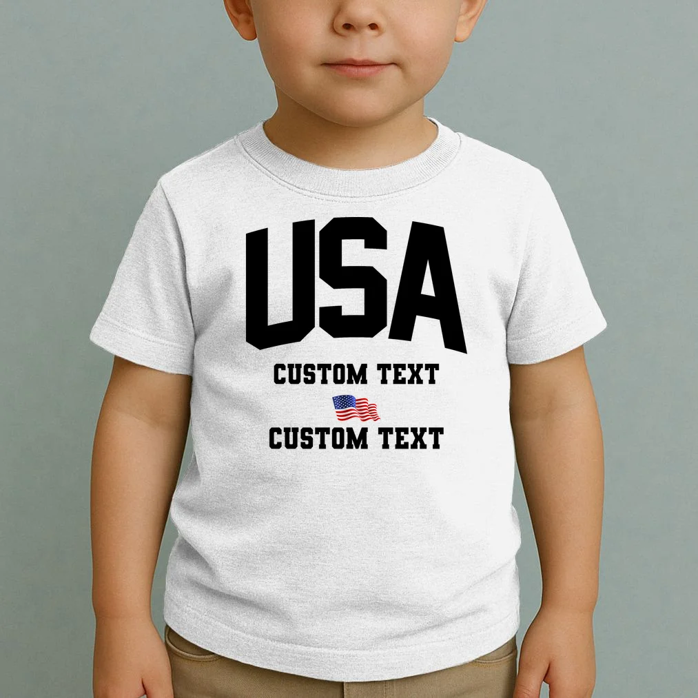 USA Custom Text Team America Personalized Toddler T-Shirt - Front 1