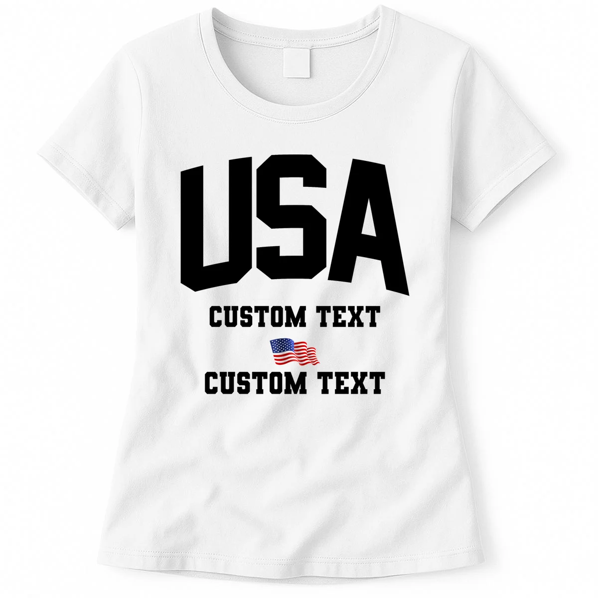 USA Custom Text Team America Personalized Women's T-Shirt - Front