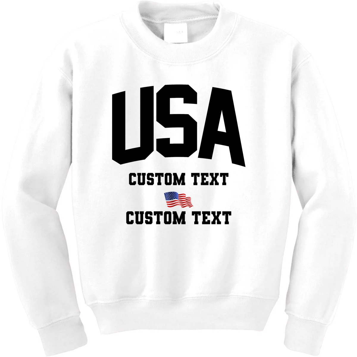 USA Custom Text Team America Personalized Kids Sweatshirt - Front