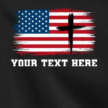 USA Flag Cross Christian Custom Personalized Text Kids Jacket - Front - Close-up