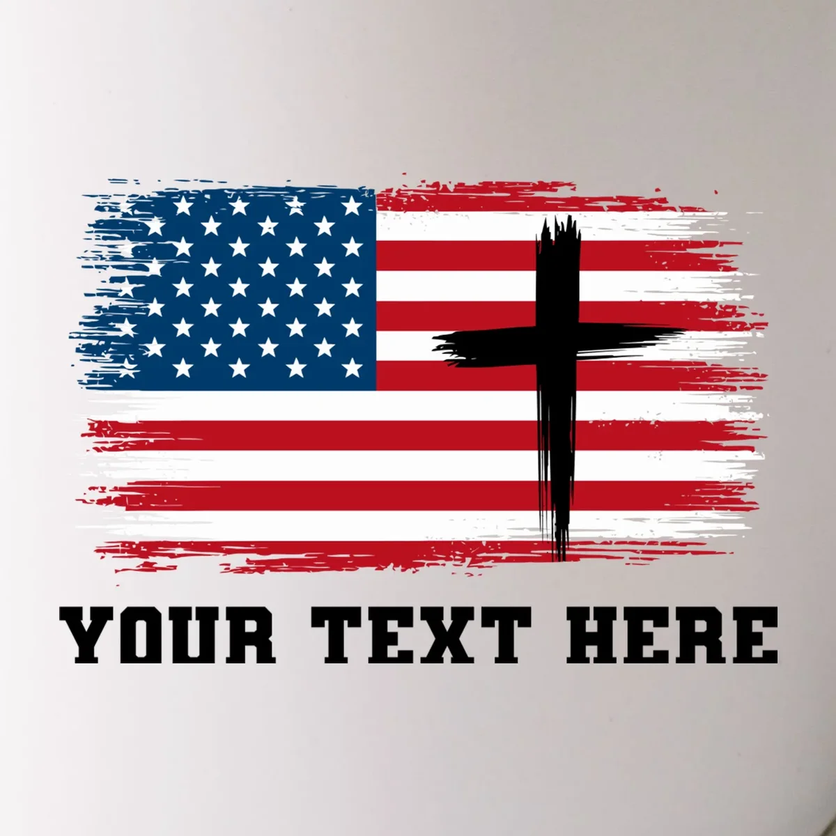 USA Flag Cross Christian Custom Personalized Text Mug - Front - Close-up